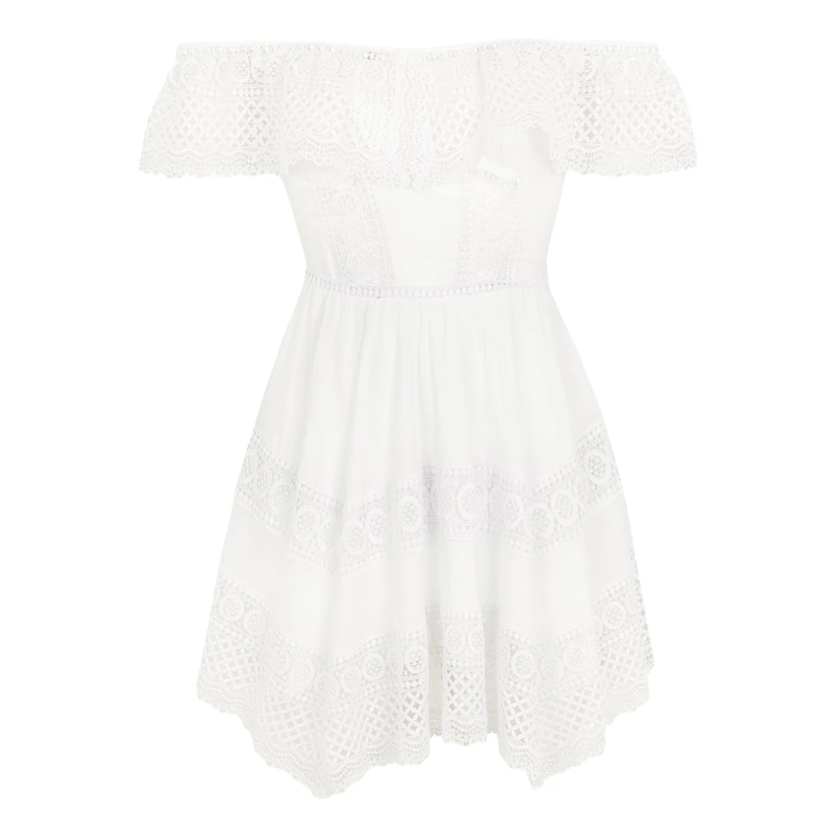 Pre-owned Charo Ruiz Mini Dress In White