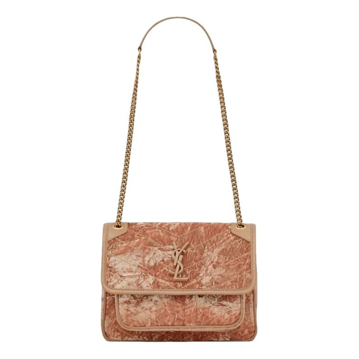 Pre-owned Saint Laurent Niki Velvet Crossbody Bag In Pink