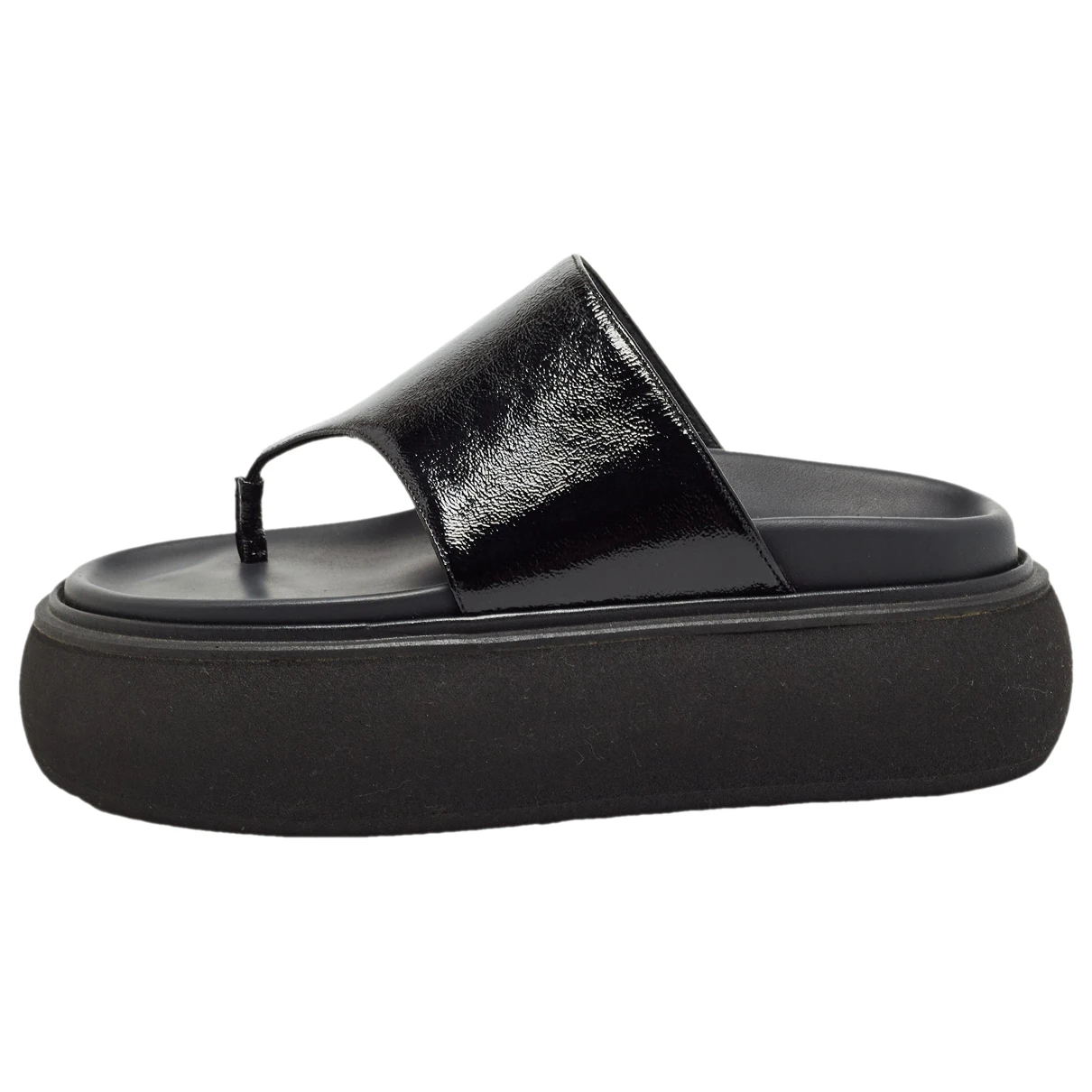 Pre-owned Attico Patent Leather Sandal In Black