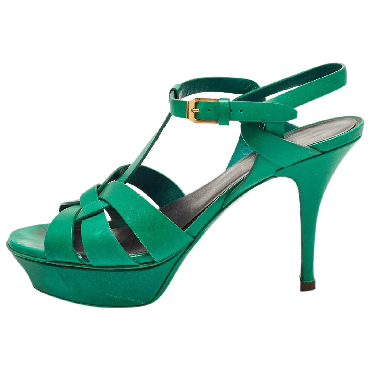 Pre-owned Saint Laurent Patent Leather Sandal In Green