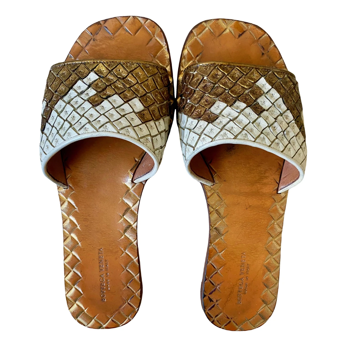 Pre-owned Bottega Veneta Leather Sandals In Metallic
