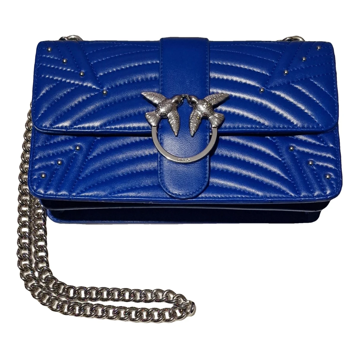 Pre-owned Pinko Love Bag Leather Clutch Bag In Blue