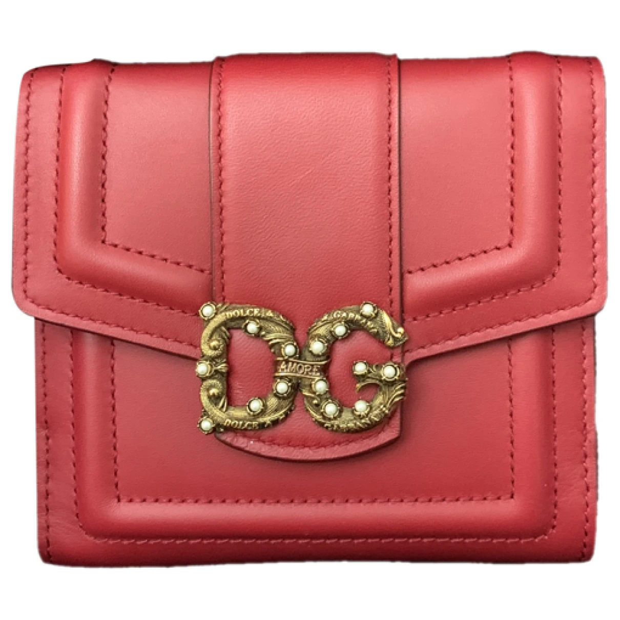 Pre-owned Dolce & Gabbana Leather Wallet In Red