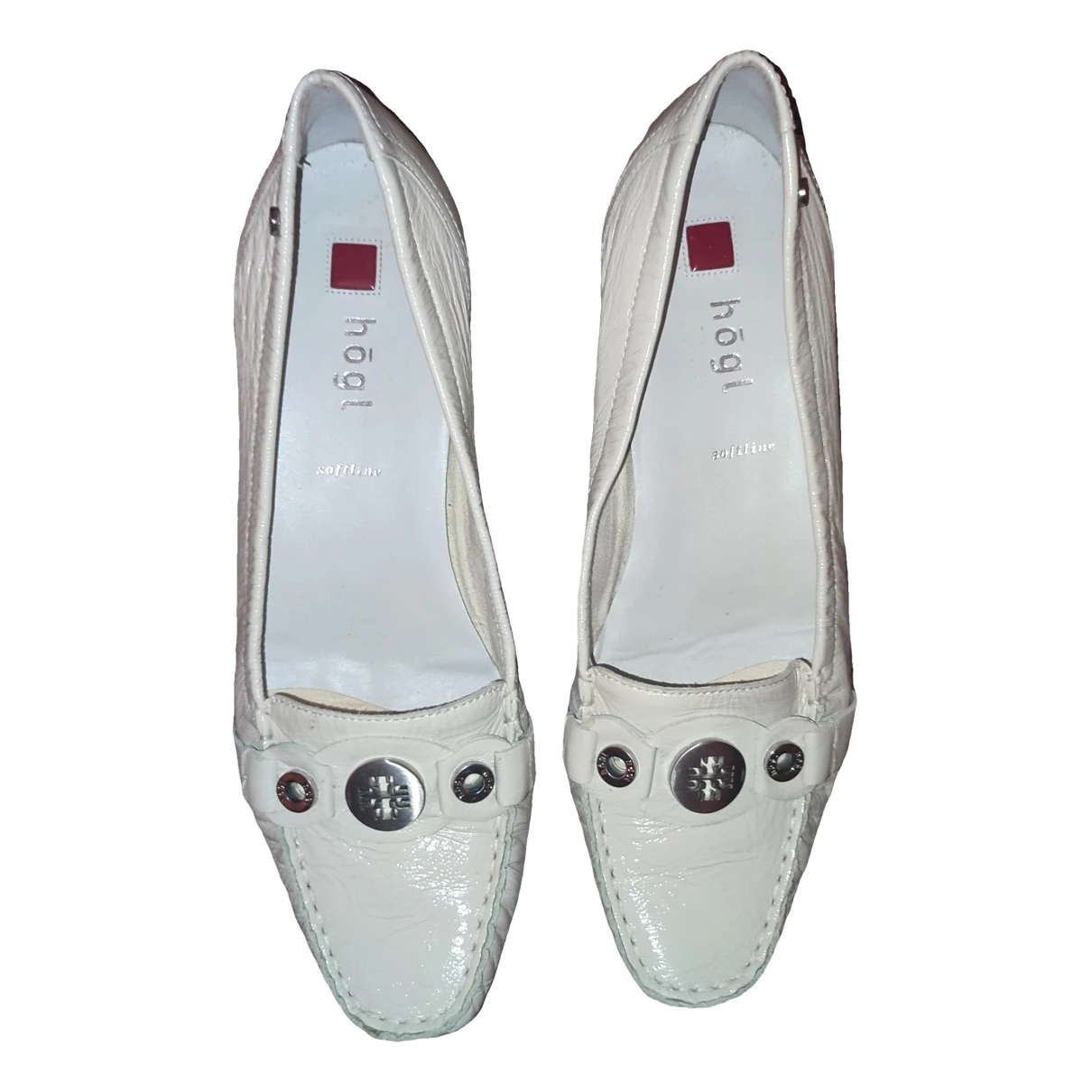Pre-owned Hogl Leather Flats In White