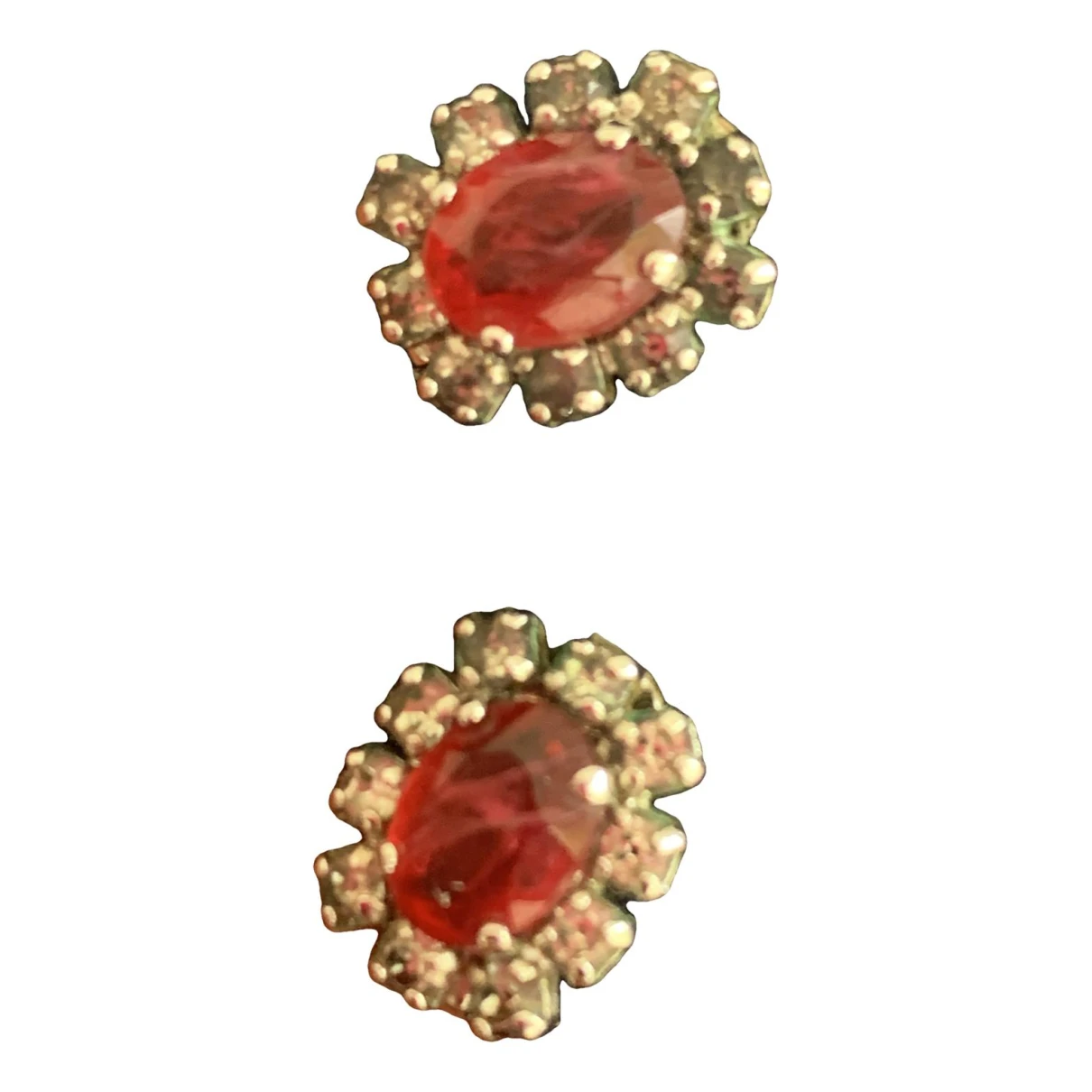 Pre-owned Dior Crystal Earrings In Red