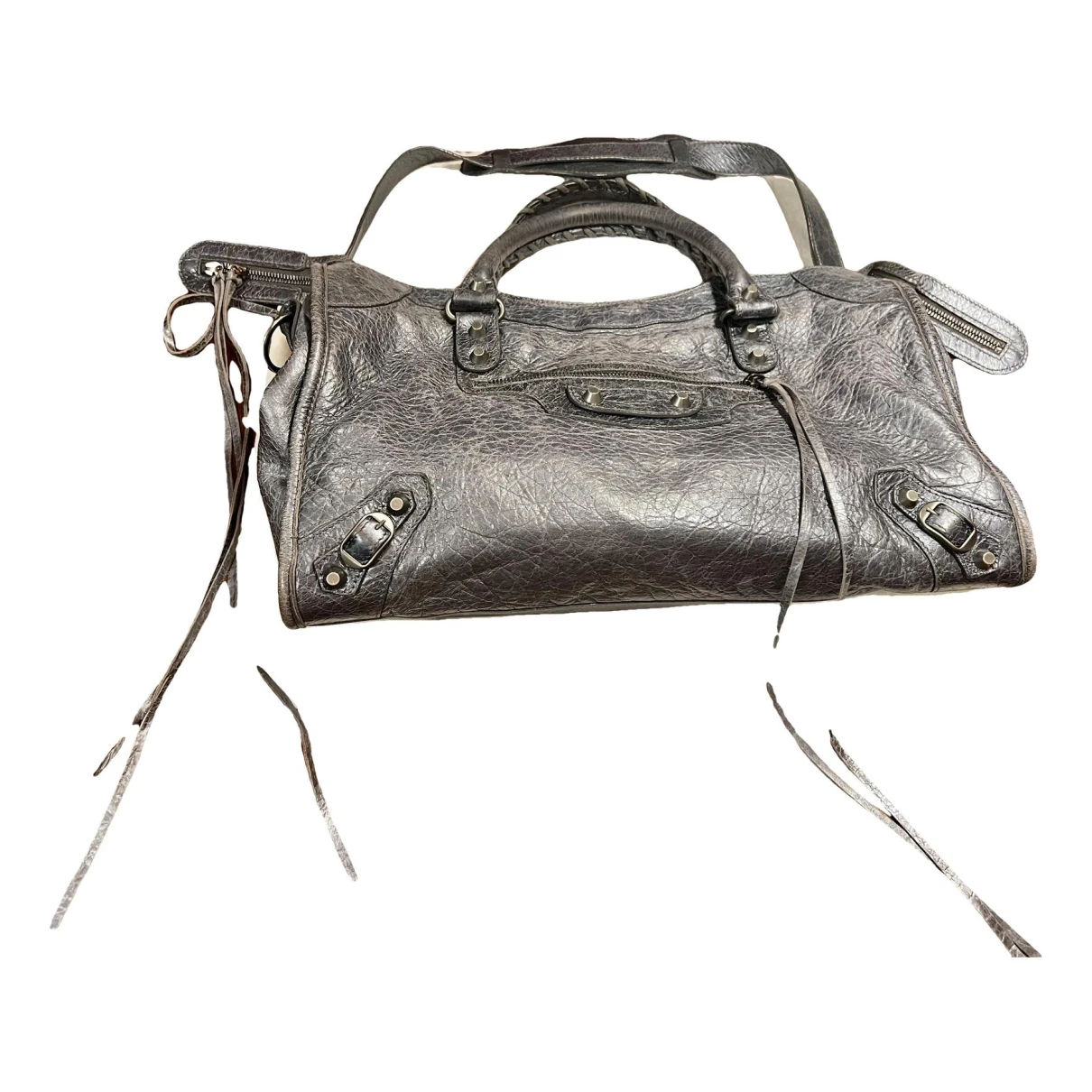Pre-owned Balenciaga City Leather Crossbody Bag In Grey