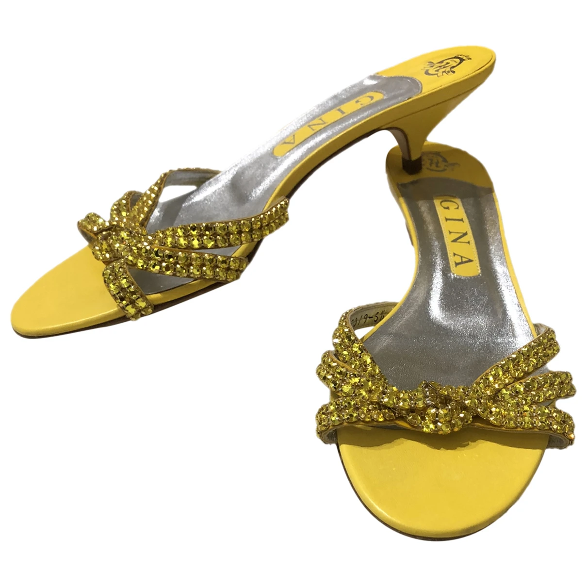 Pre-owned Gina Leather Sandal In Yellow