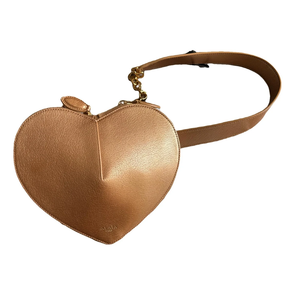 Pre-owned Alaïa Le Coeur Leather Handbag In Gold