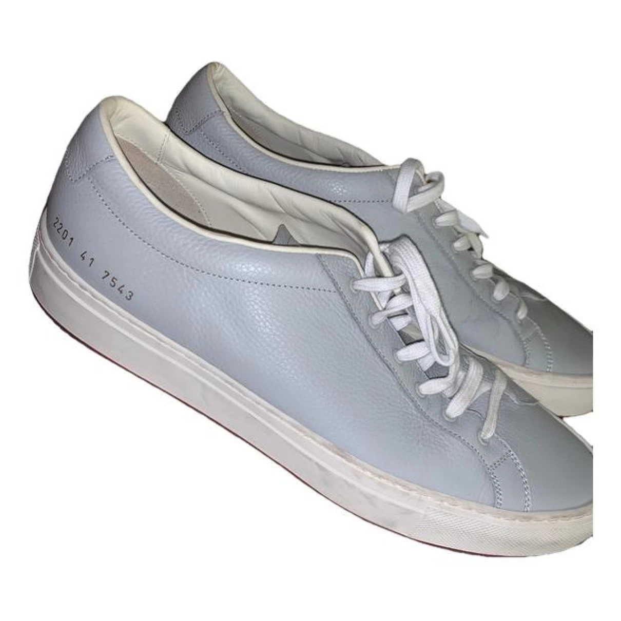 Pre-owned Common Projects Leather Low Trainers In Grey