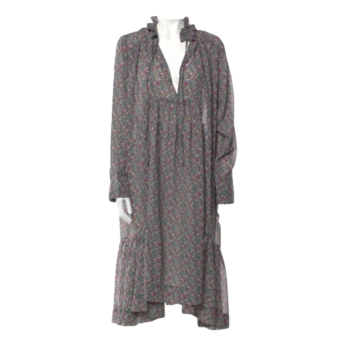 Pre-owned Ganni Maxi Dress In Brown