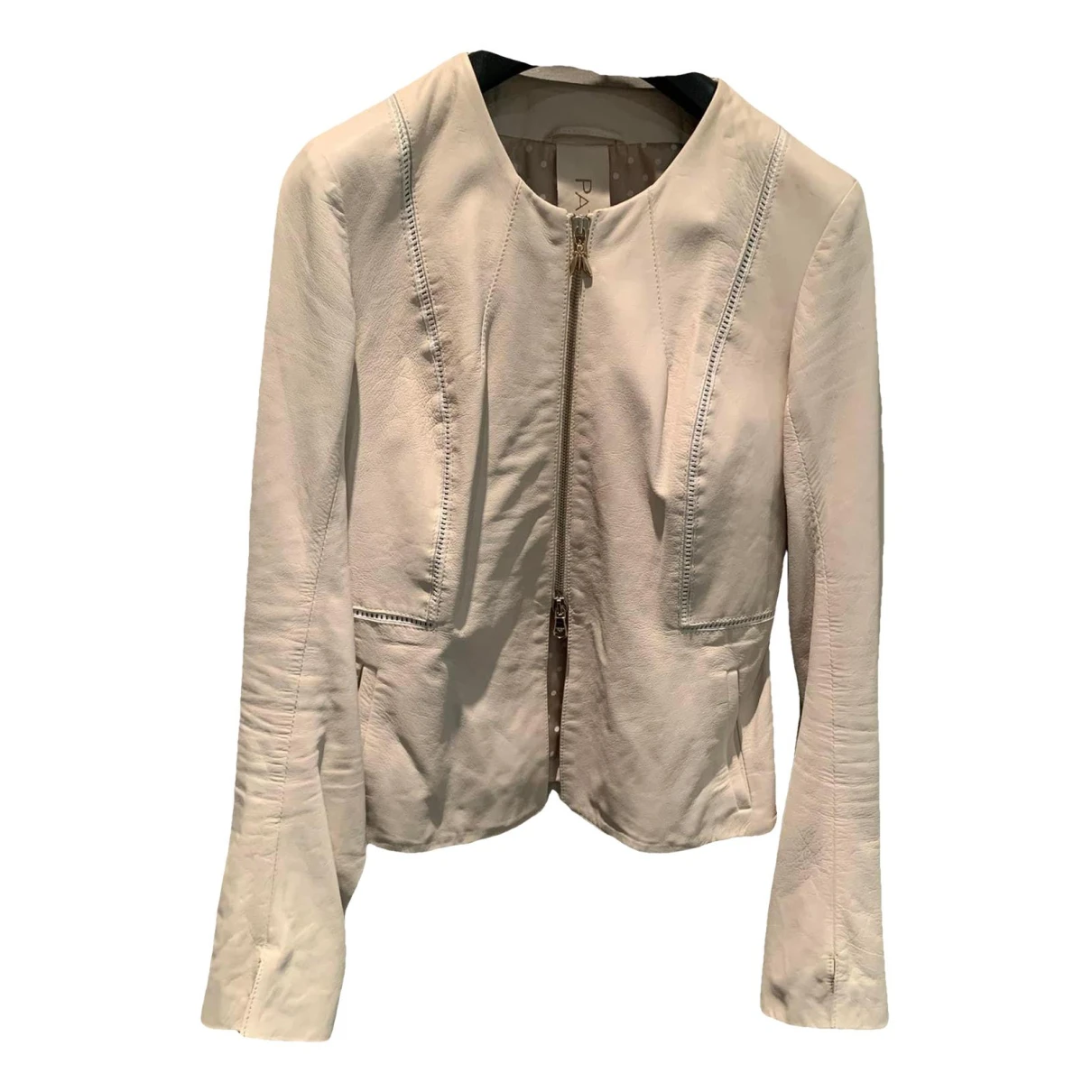 Pre-owned Patrizia Pepe Leather Jacket In Beige