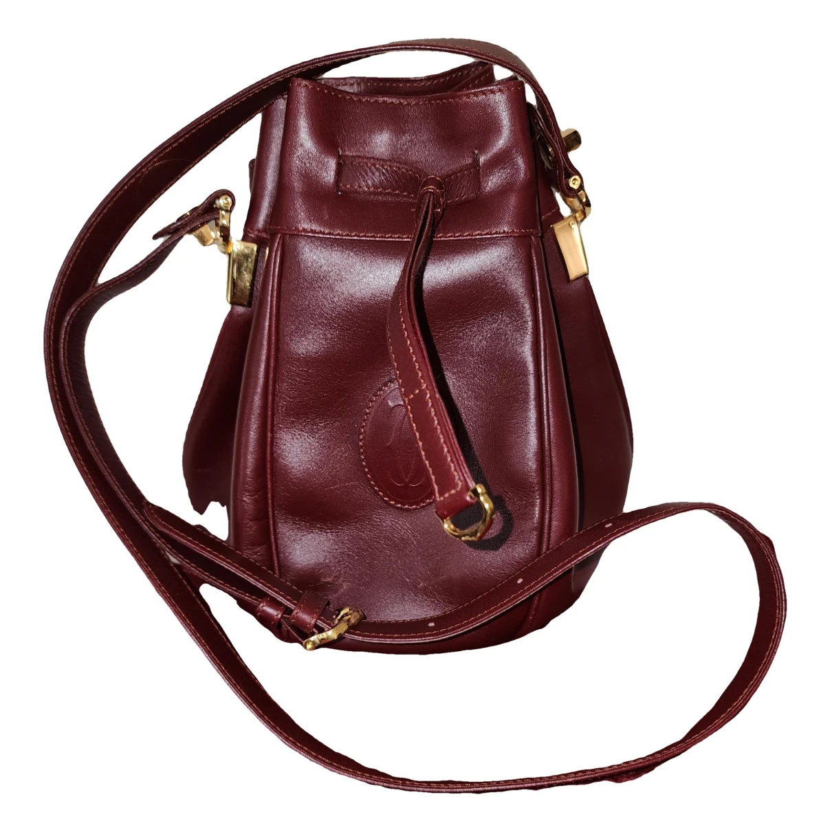 Pre-owned Cartier Seau Leather Handbag In Burgundy
