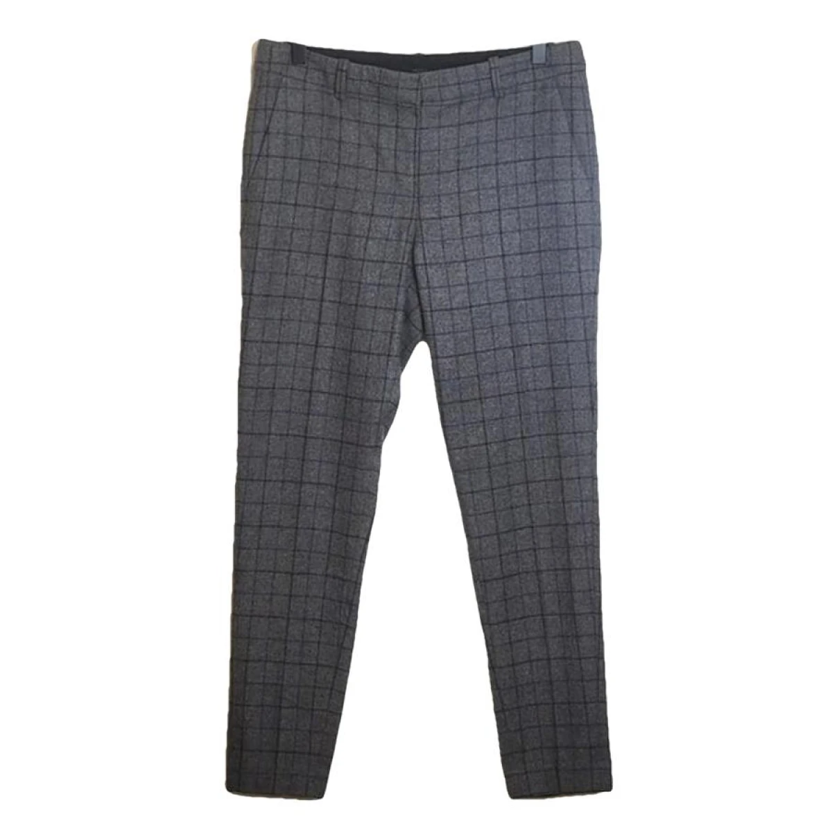 Pre-owned Theory Wool Slim Pants In Grey