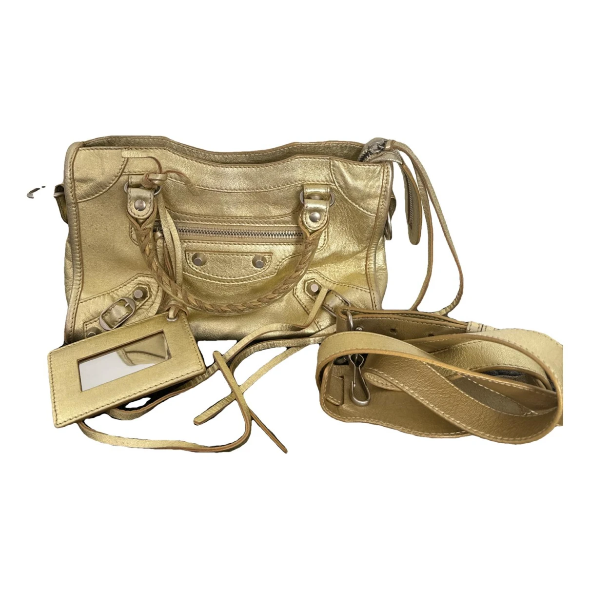 Pre-owned Balenciaga City Leather Handbag In Gold