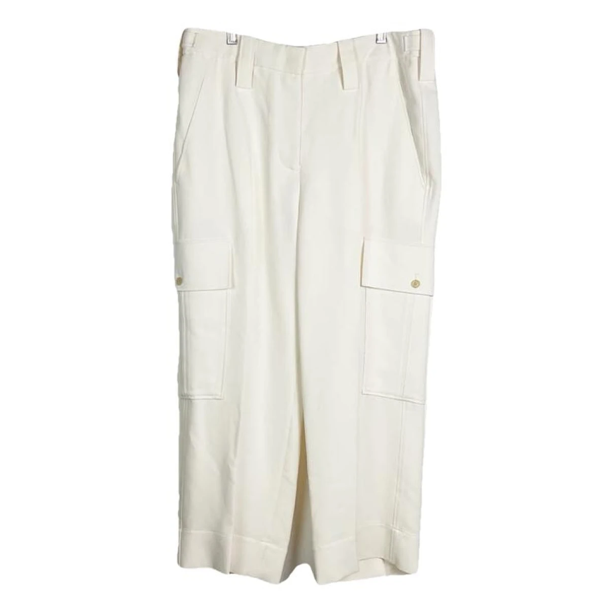 Pre-owned Burberry Silk Trousers In White