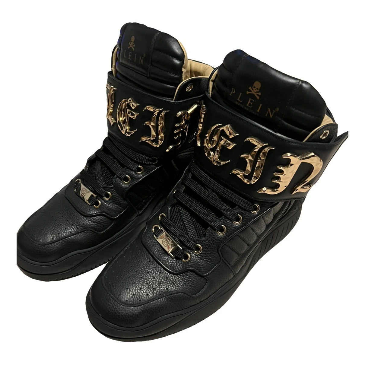 Pre-owned Philipp Plein High Trainers In Black