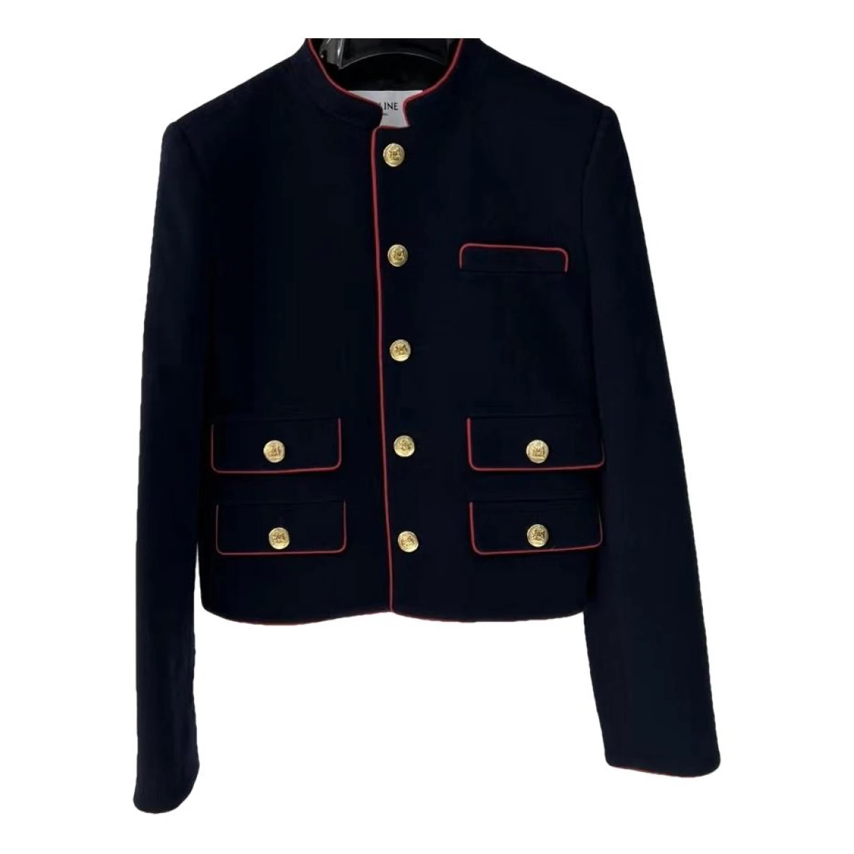 Pre-owned Celine Wool Jacket In Navy