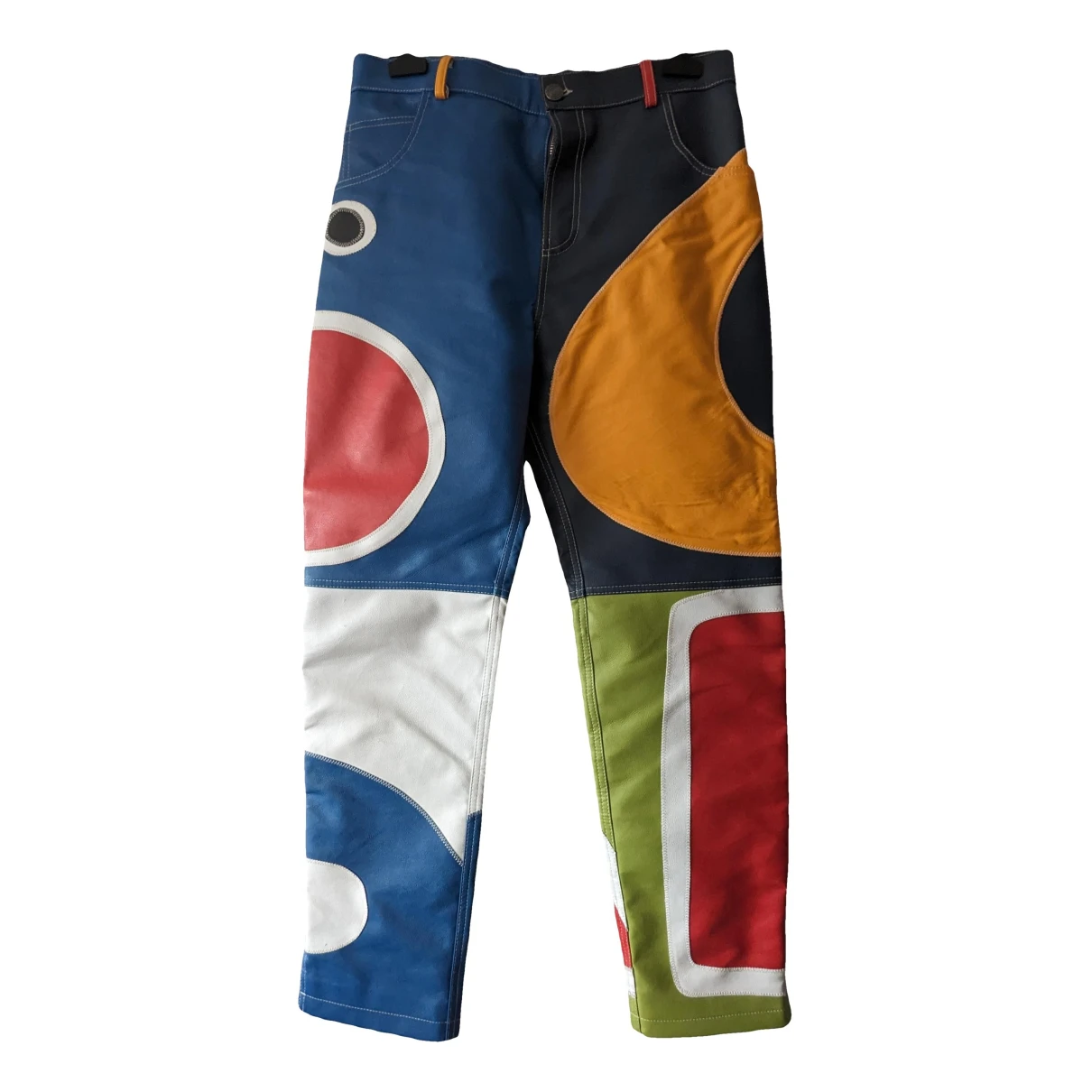 Pre-owned Charles Jeffrey Loverboy Vegan Leather Trousers In Multicolour