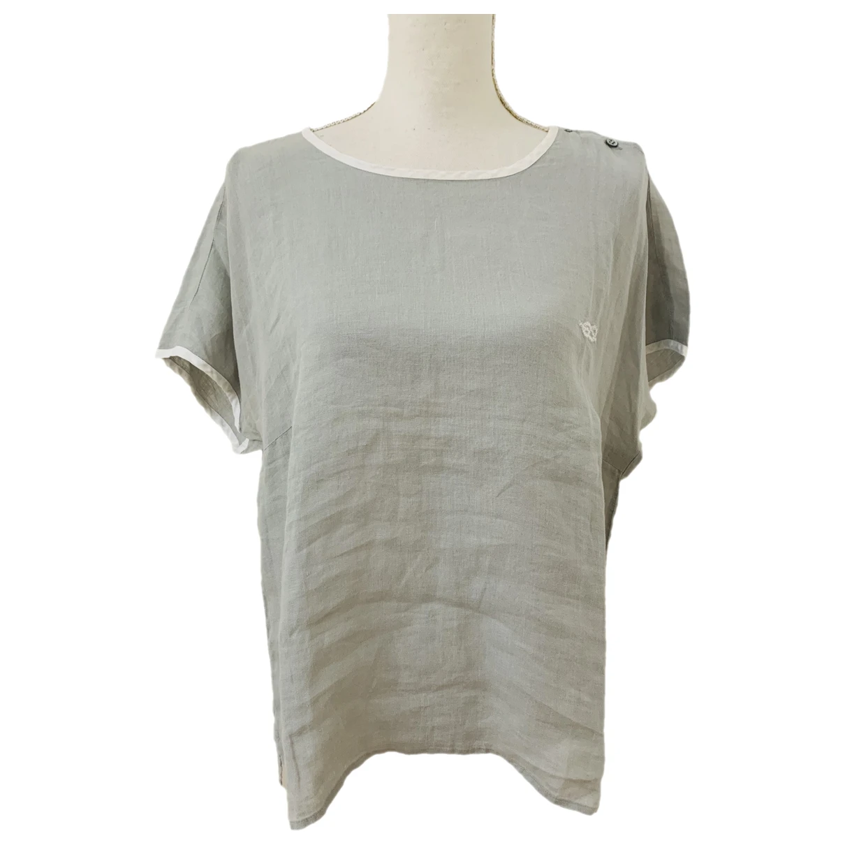 Pre-owned Marina Rinaldi Linen T-shirt In Grey