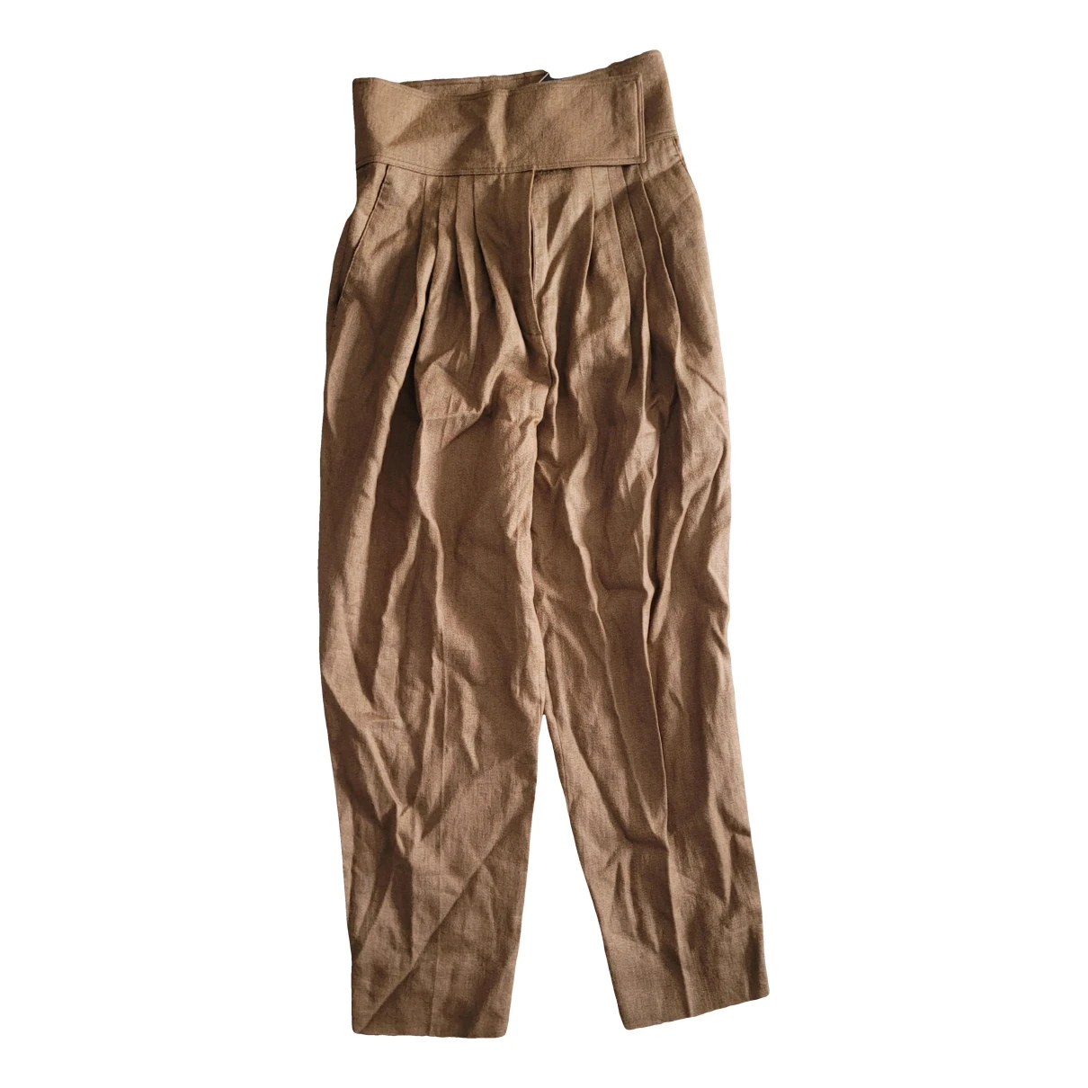 Pre-owned Burberry Linen Trousers In Khaki