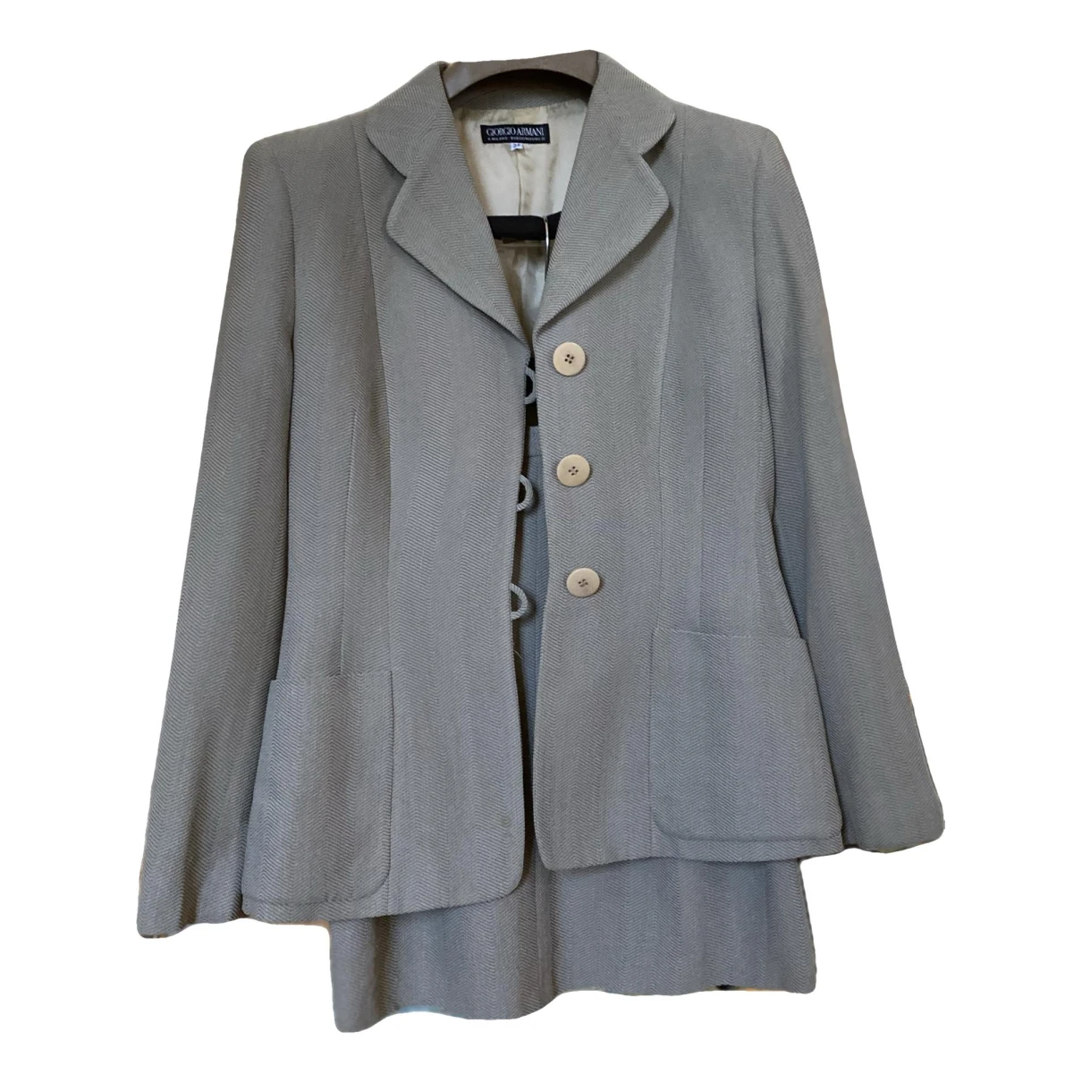 Pre-owned Giorgio Armani Linen Suit Jacket In Ecru