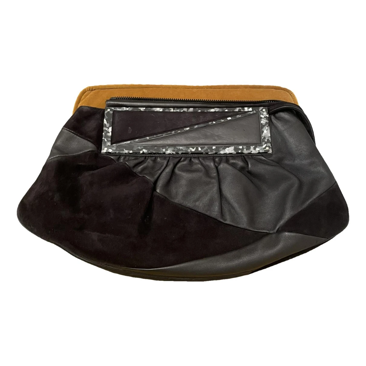 Pre-owned Fendi Leather Clutch Bag In Black