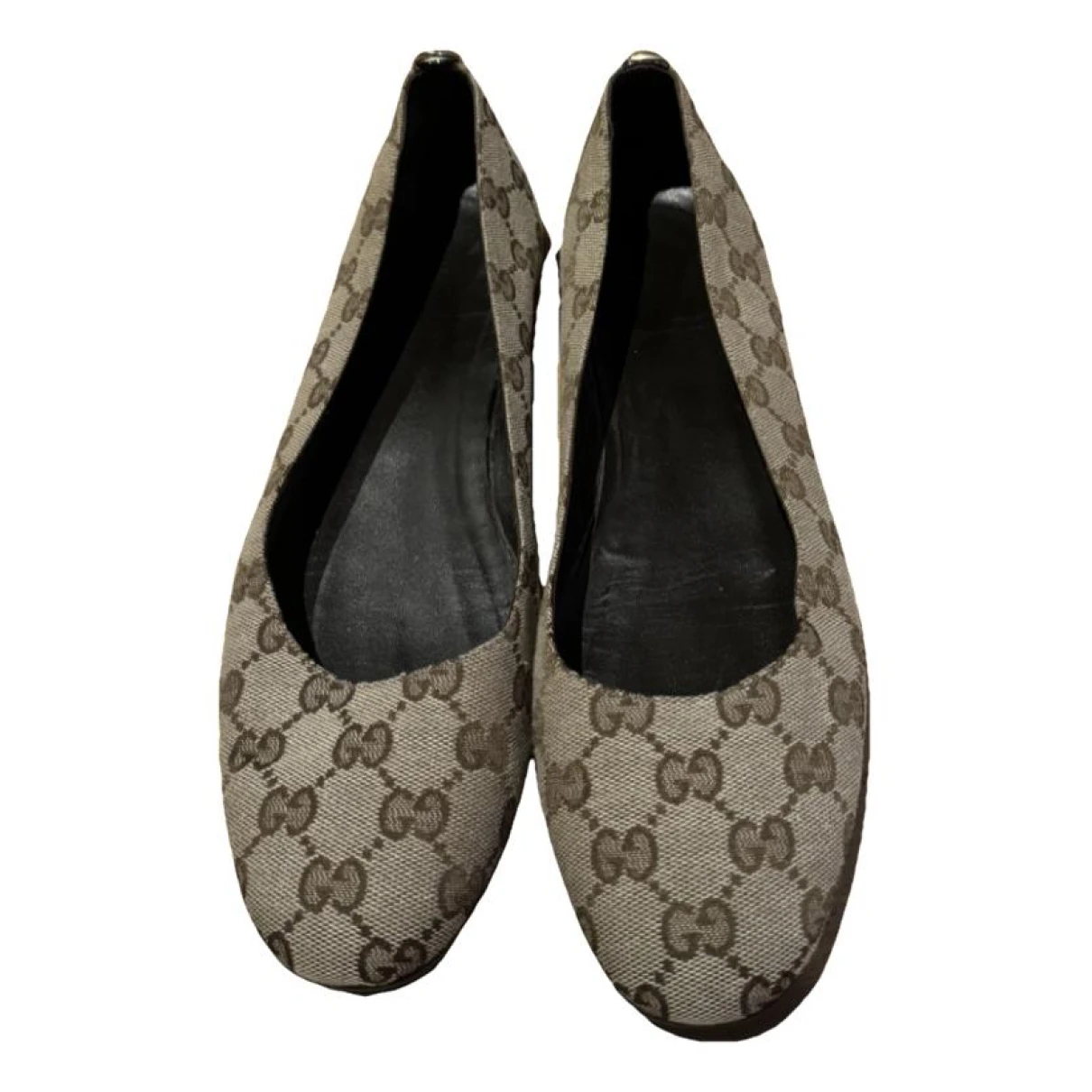 Pre-owned Gucci Cloth Ballet Flats In Beige