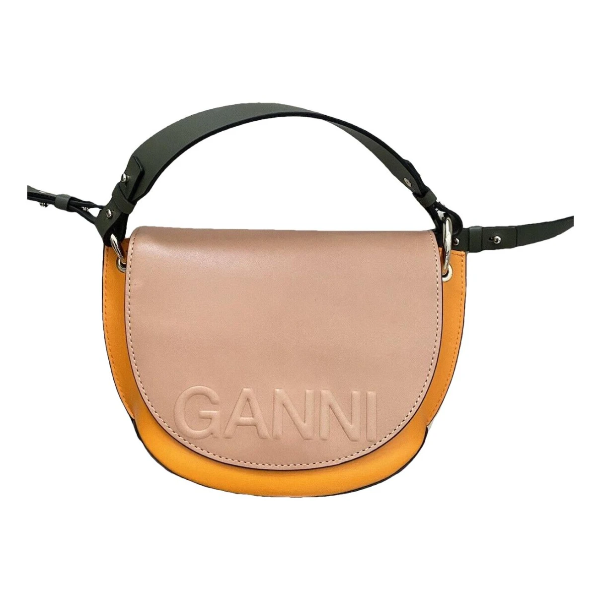 Pre-owned Ganni Leather Crossbody Bag In Orange