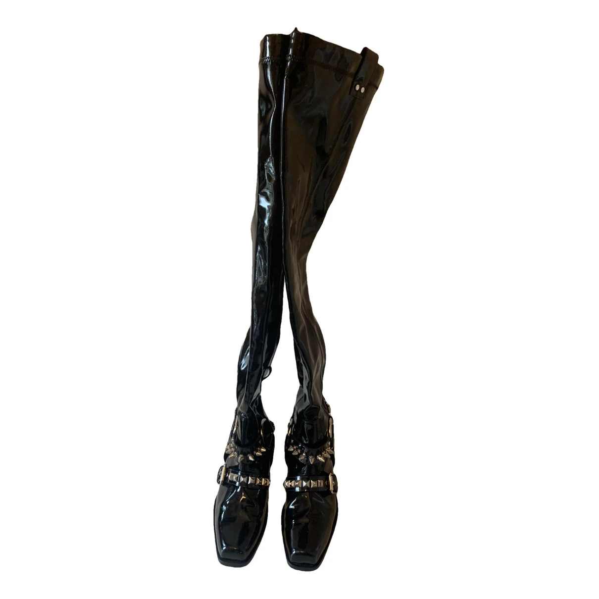 Pre-owned Moschino Biker Boots In Black
