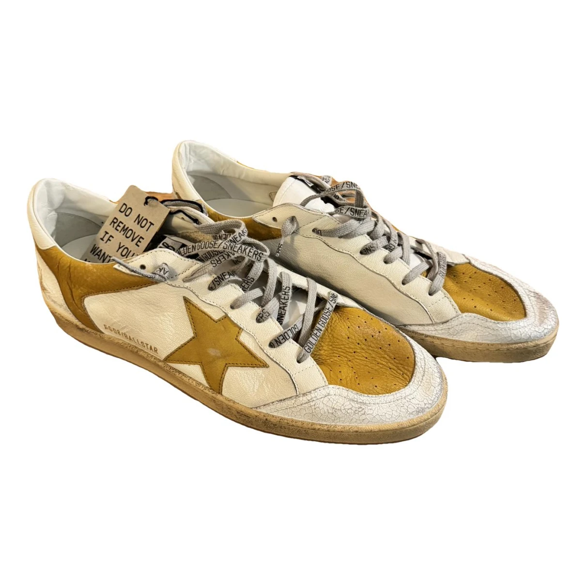 Pre-owned Golden Goose Ball Star Leather Low Trainers In Yellow