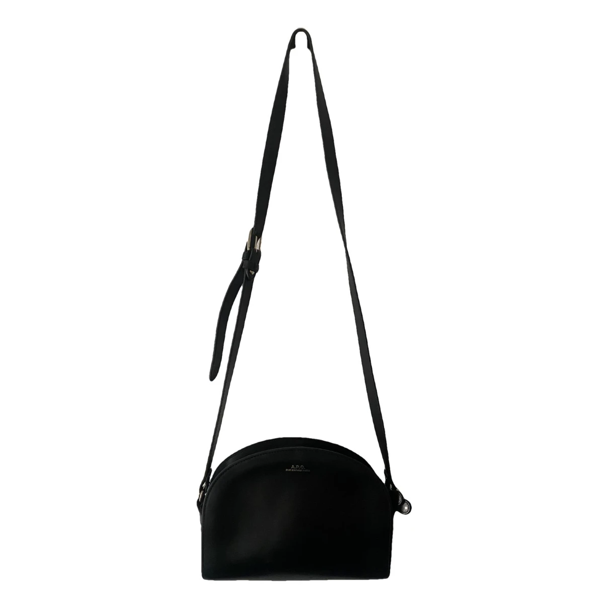 Pre-owned Apc Demi-lune Leather Crossbody Bag In Black