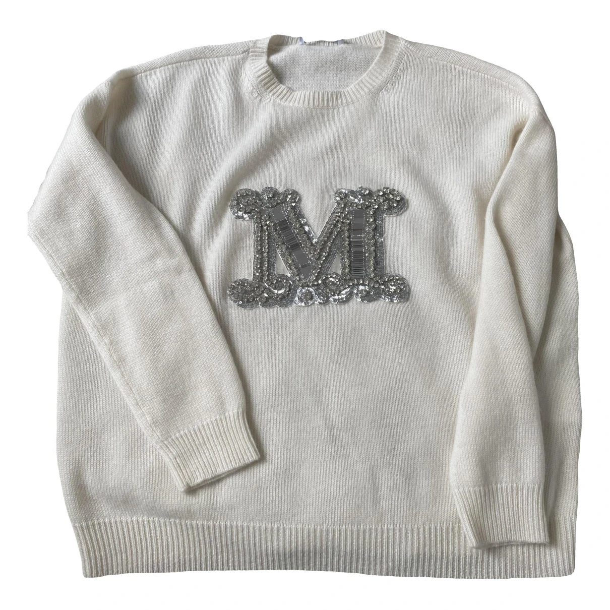 Pre-owned Max Mara Wool Sweatshirt In Ecru