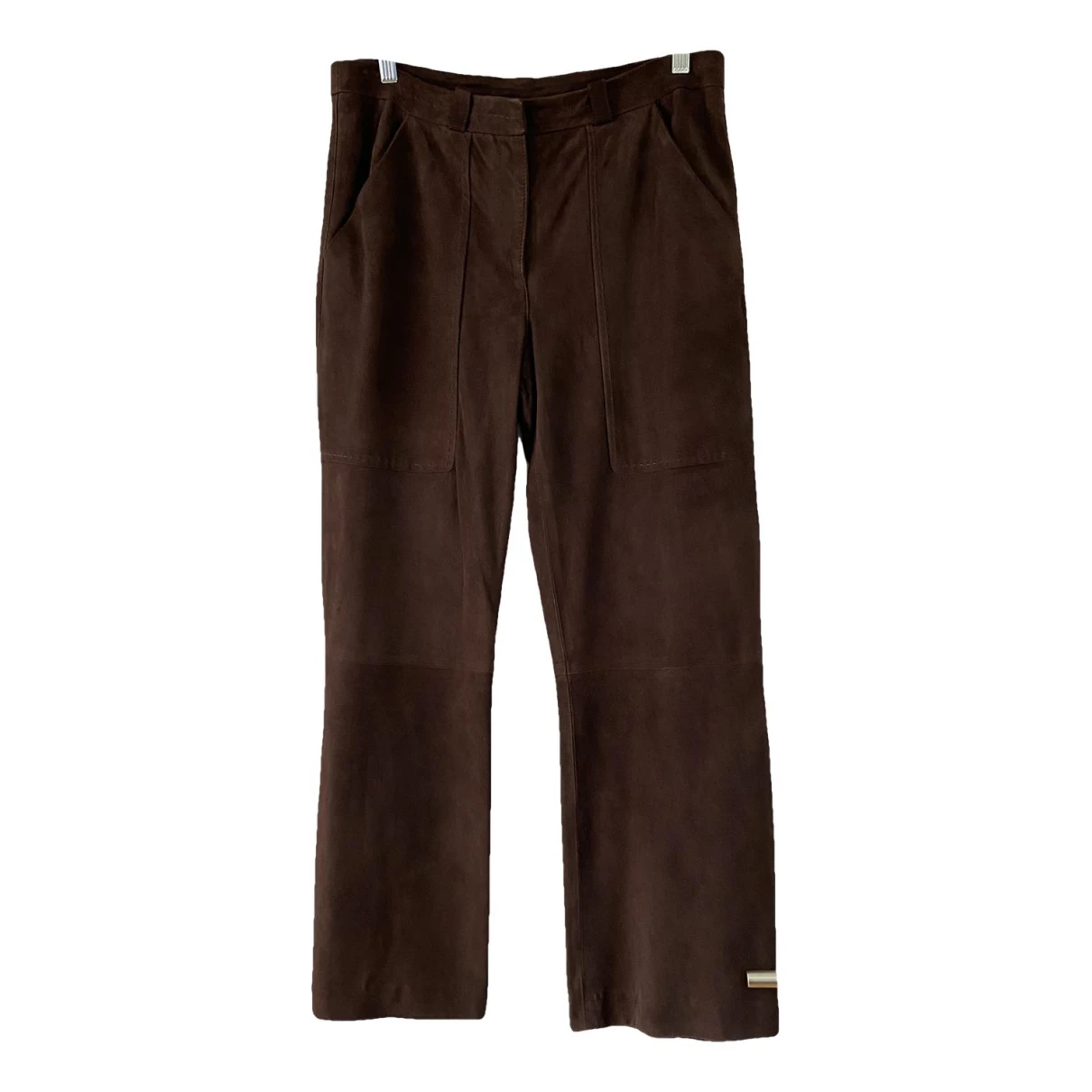 Pre-owned Missoni Leather Straight Pants In Brown