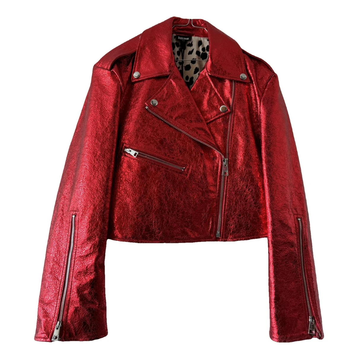 Pre-owned Just Cavalli Leather Jacket In Red