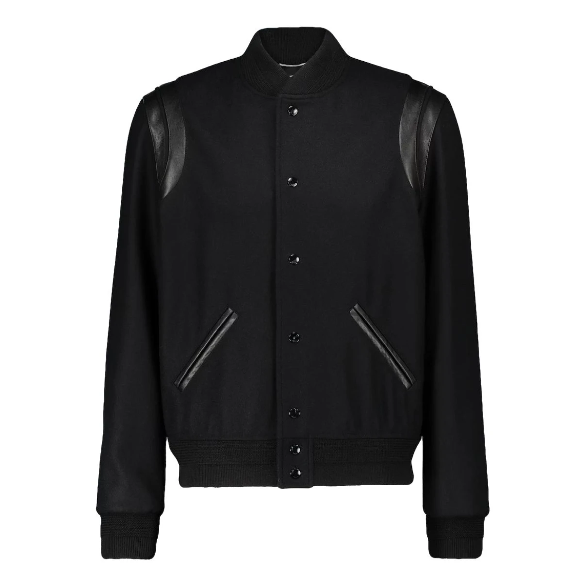 Pre-owned Saint Laurent Wool Biker Jacket In Black