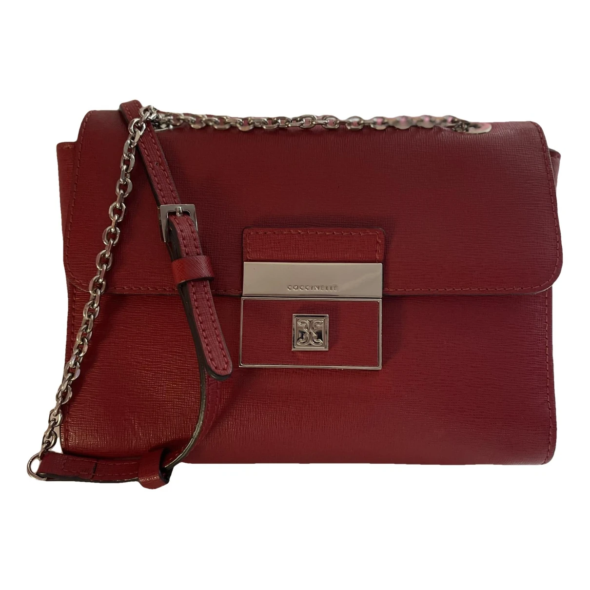 Pre-owned Coccinelle Leather Clutch Bag In Burgundy