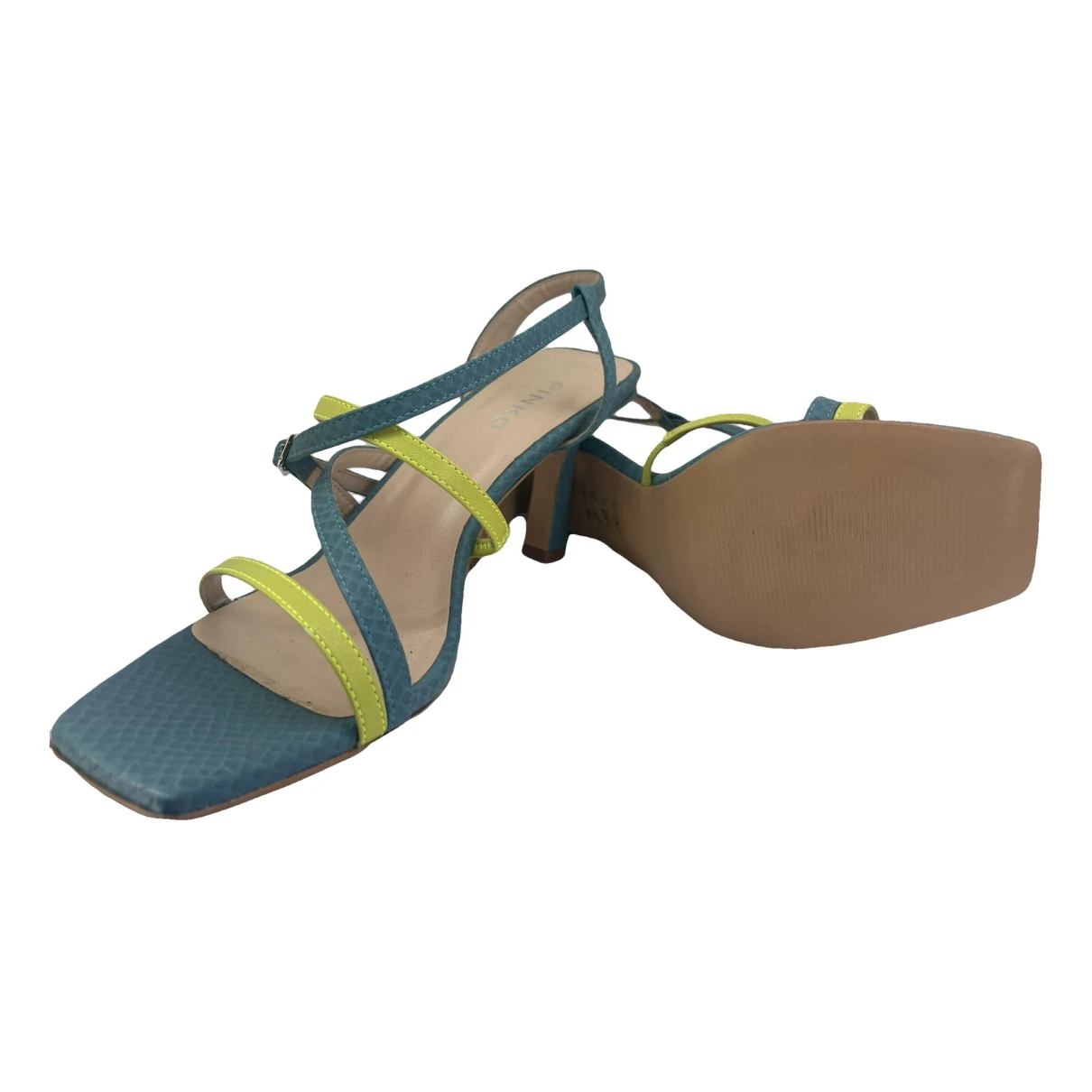 Pre-owned Pinko Vegan Leather Sandals In Green