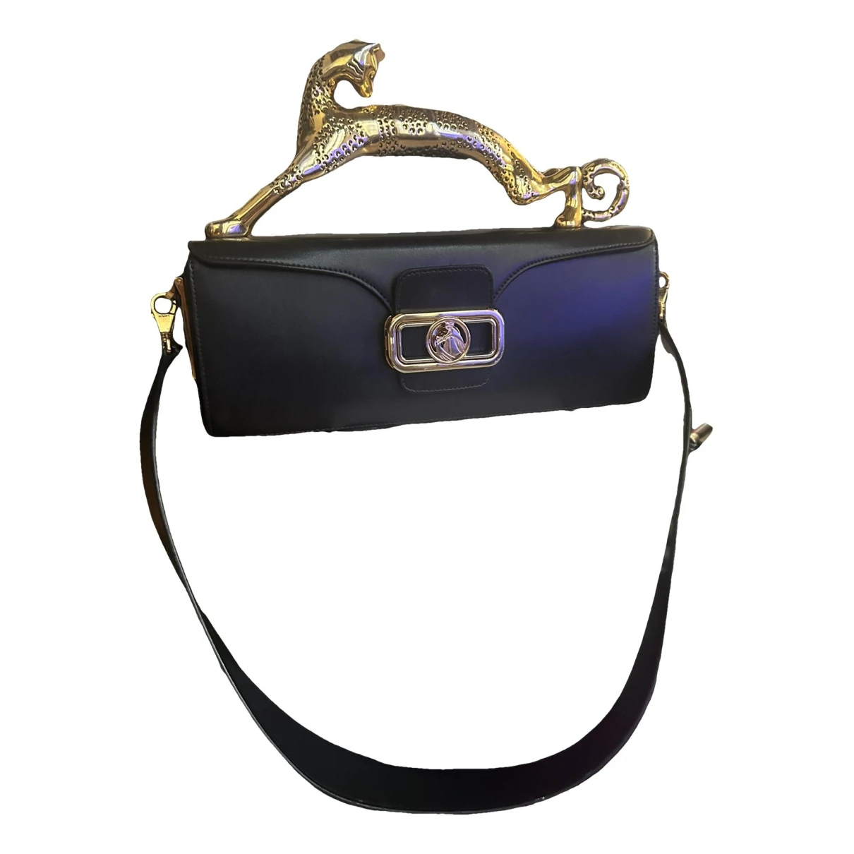 Pre-owned Lanvin Pencil Chat Patent Leather Bag In Black
