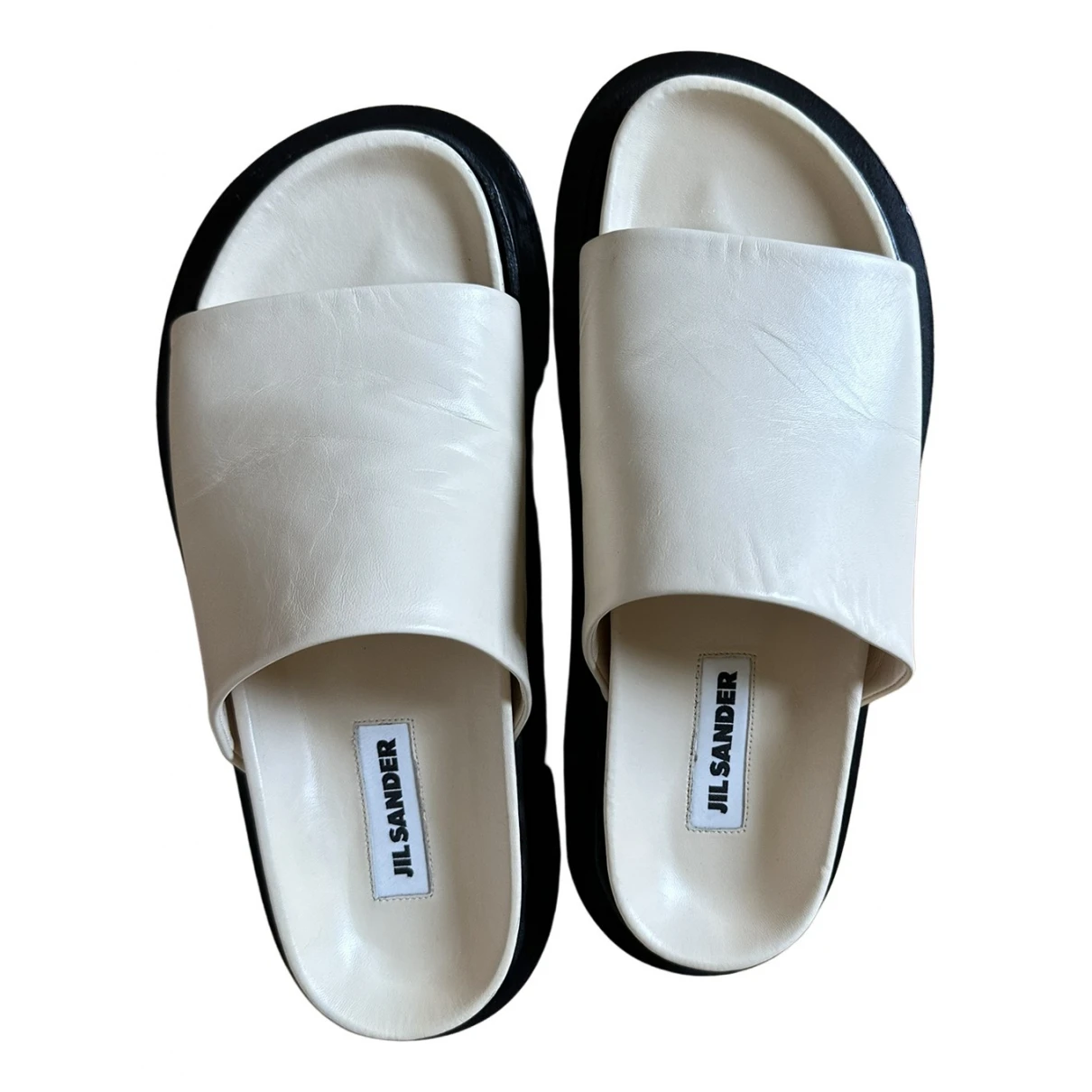 Pre-owned Jil Sander Leather Mules In White
