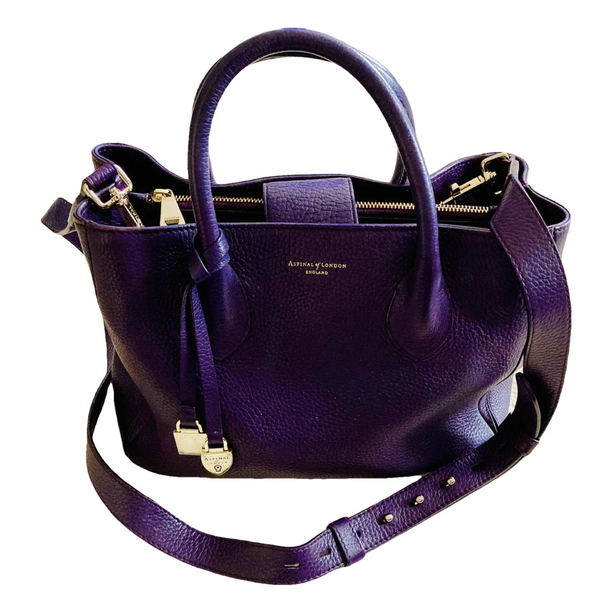 Pre-owned Aspinal Of London Leather Handbag In Purple