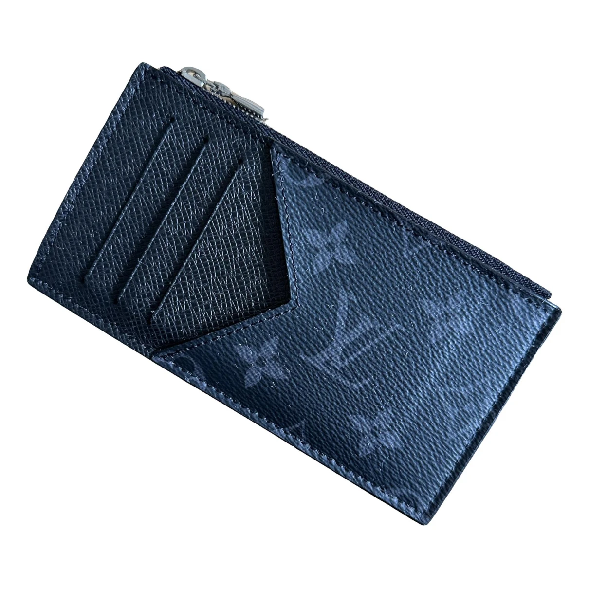 Pre-owned Louis Vuitton Coin Card Holder Cloth Small Bag In Black
