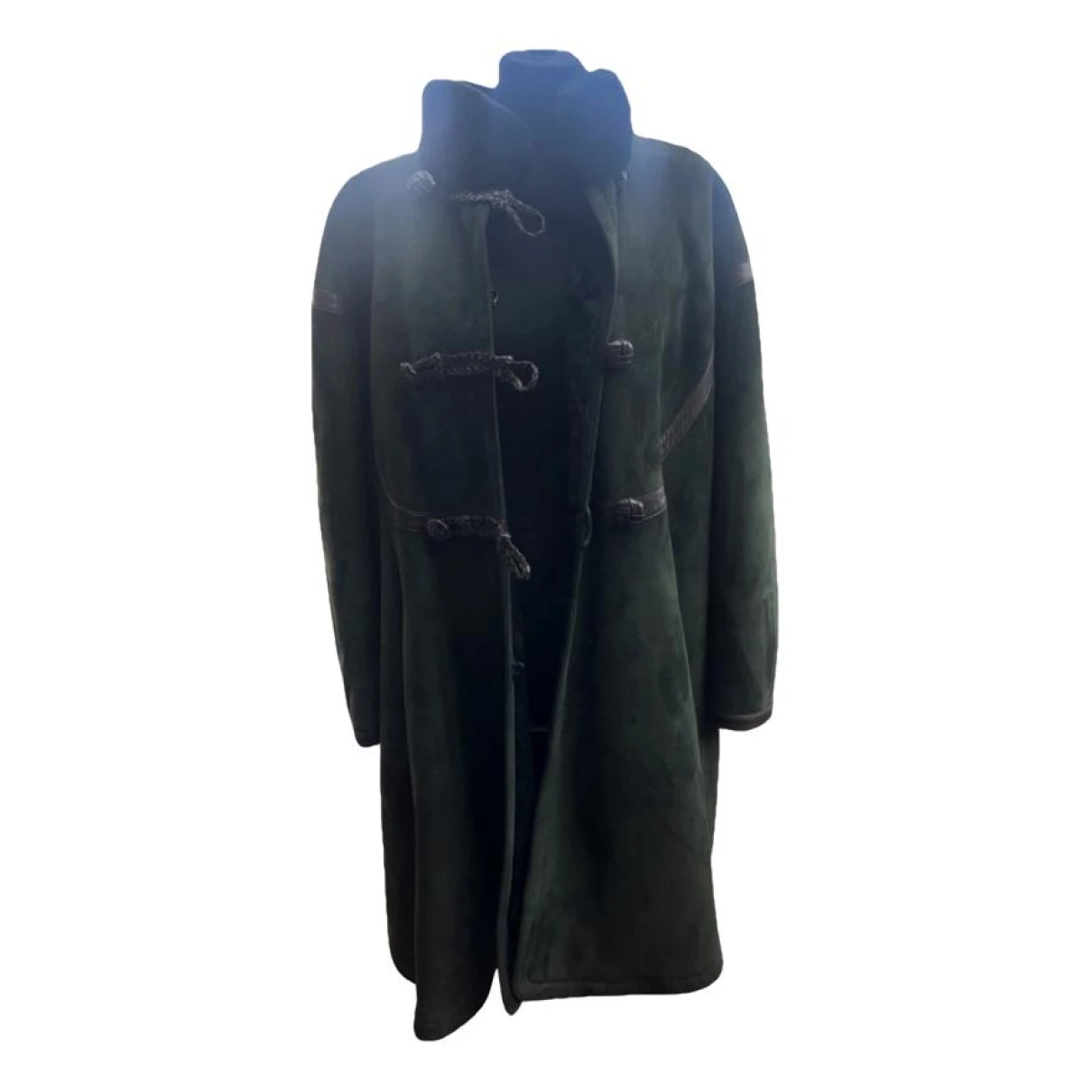 Pre-owned Saint Laurent Leather Dufflecoat In Green