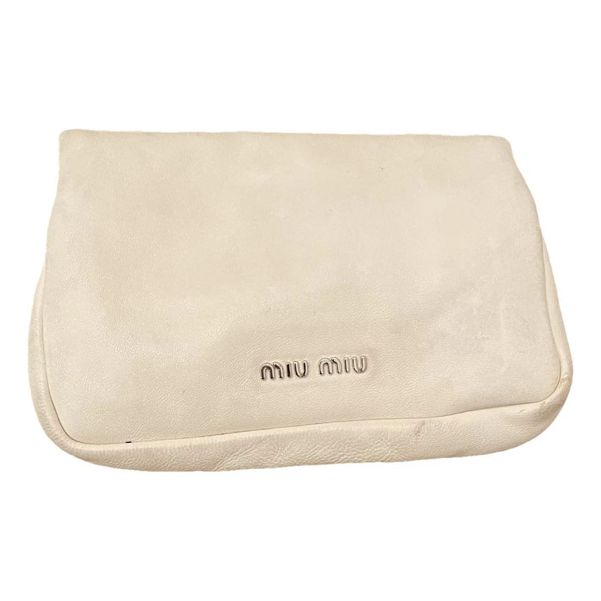 Pre-owned Miu Miu Leather Clutch Bag In White