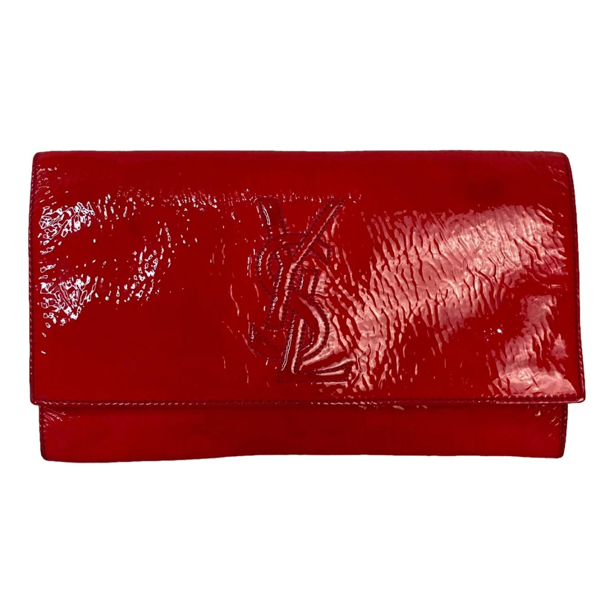 Pre-owned Saint Laurent Belle De Jour Patent Leather Clutch Bag In Red