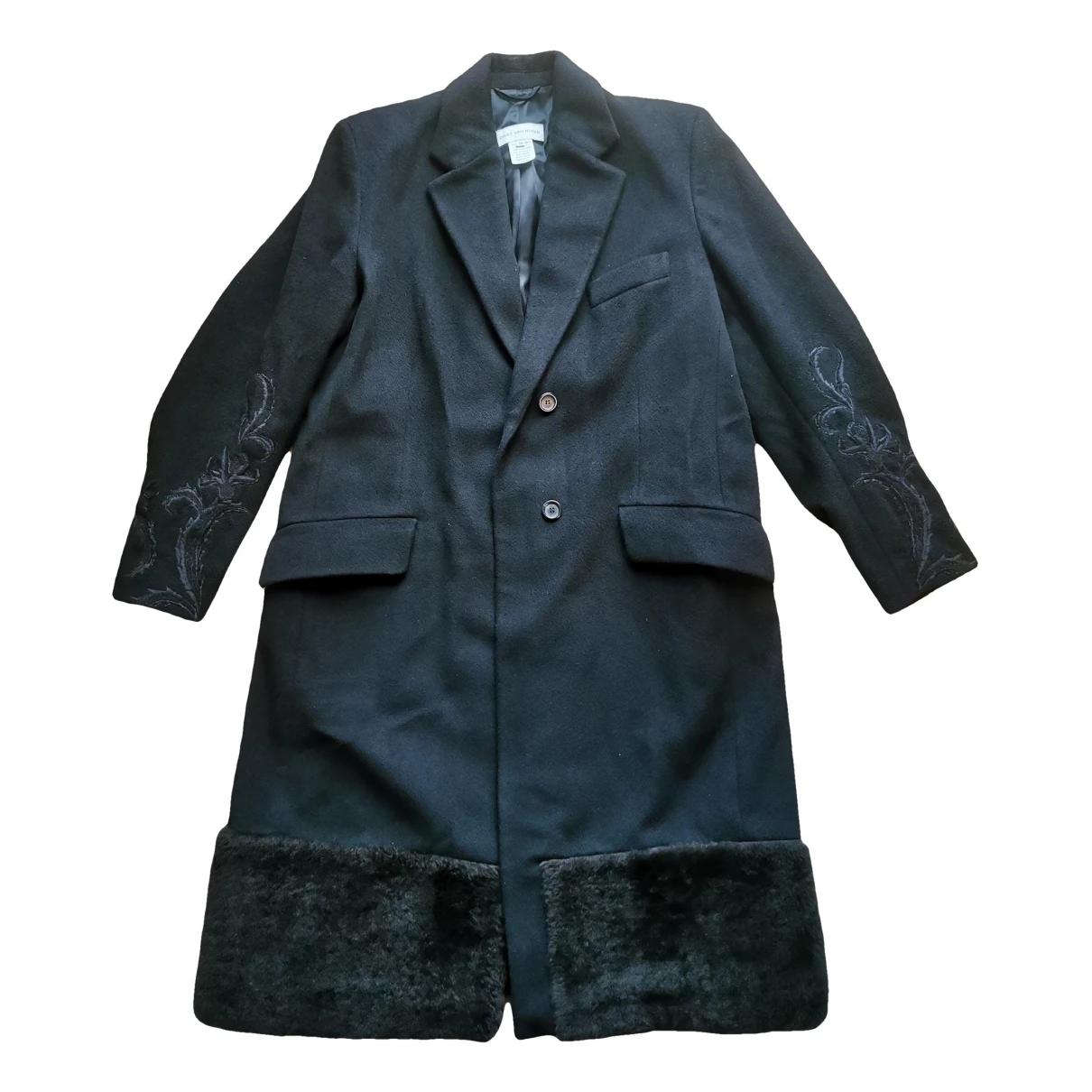 Pre-owned Dries Van Noten Wool Coat In Black