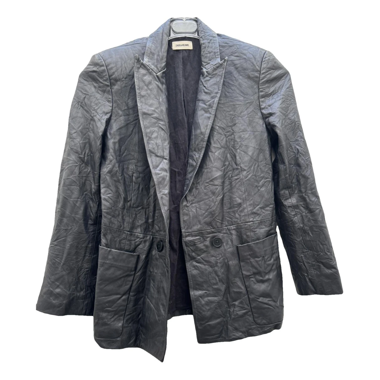Pre-owned Zadig & Voltaire Leather Blazer In Black