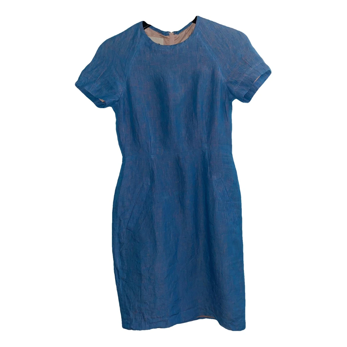 Pre-owned Acne Studios Linen Mid-length Dress In Blue