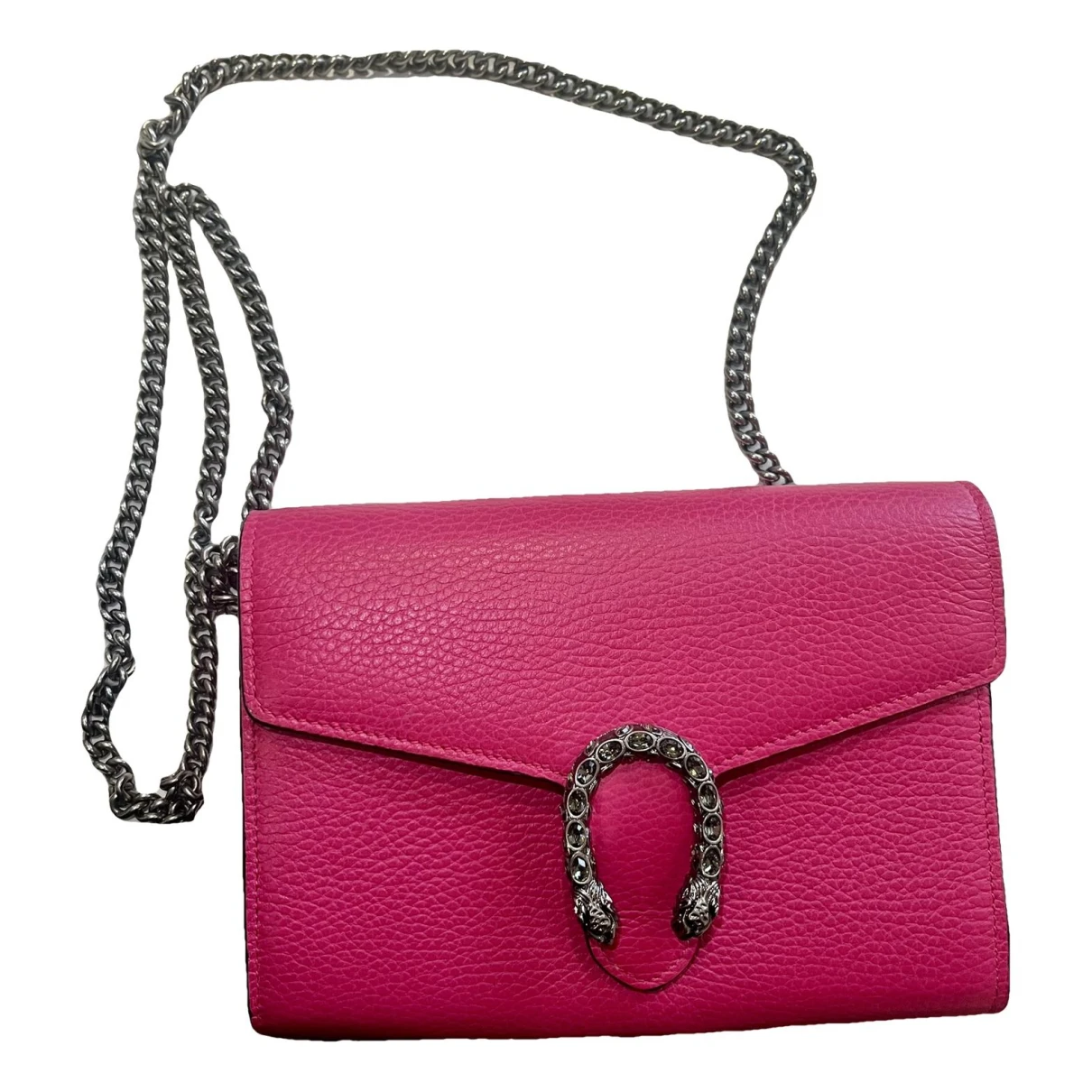 Pre-owned Gucci Dionysus Leather Clutch Bag In Pink