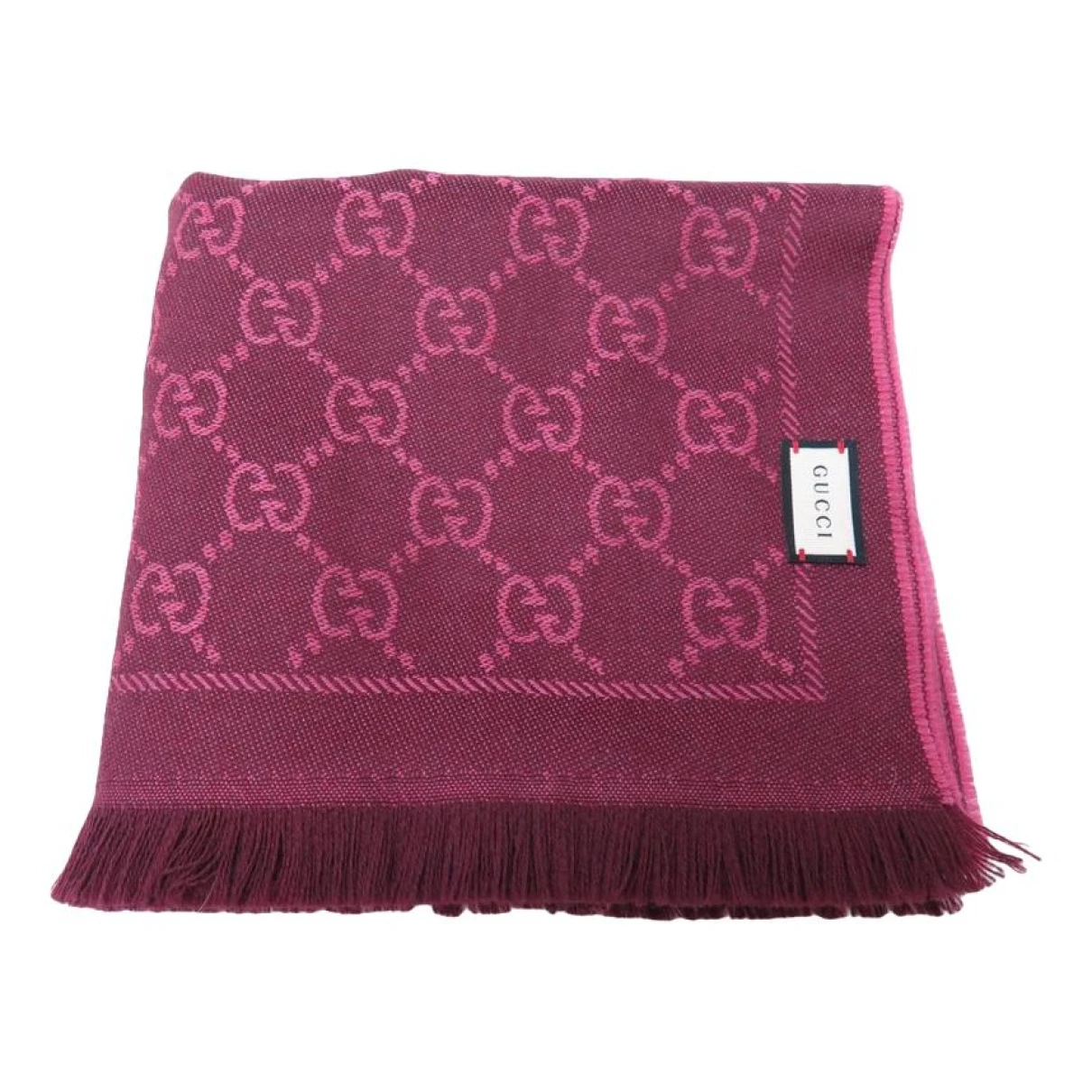 Pre-owned Gucci Wool Scarf In Burgundy