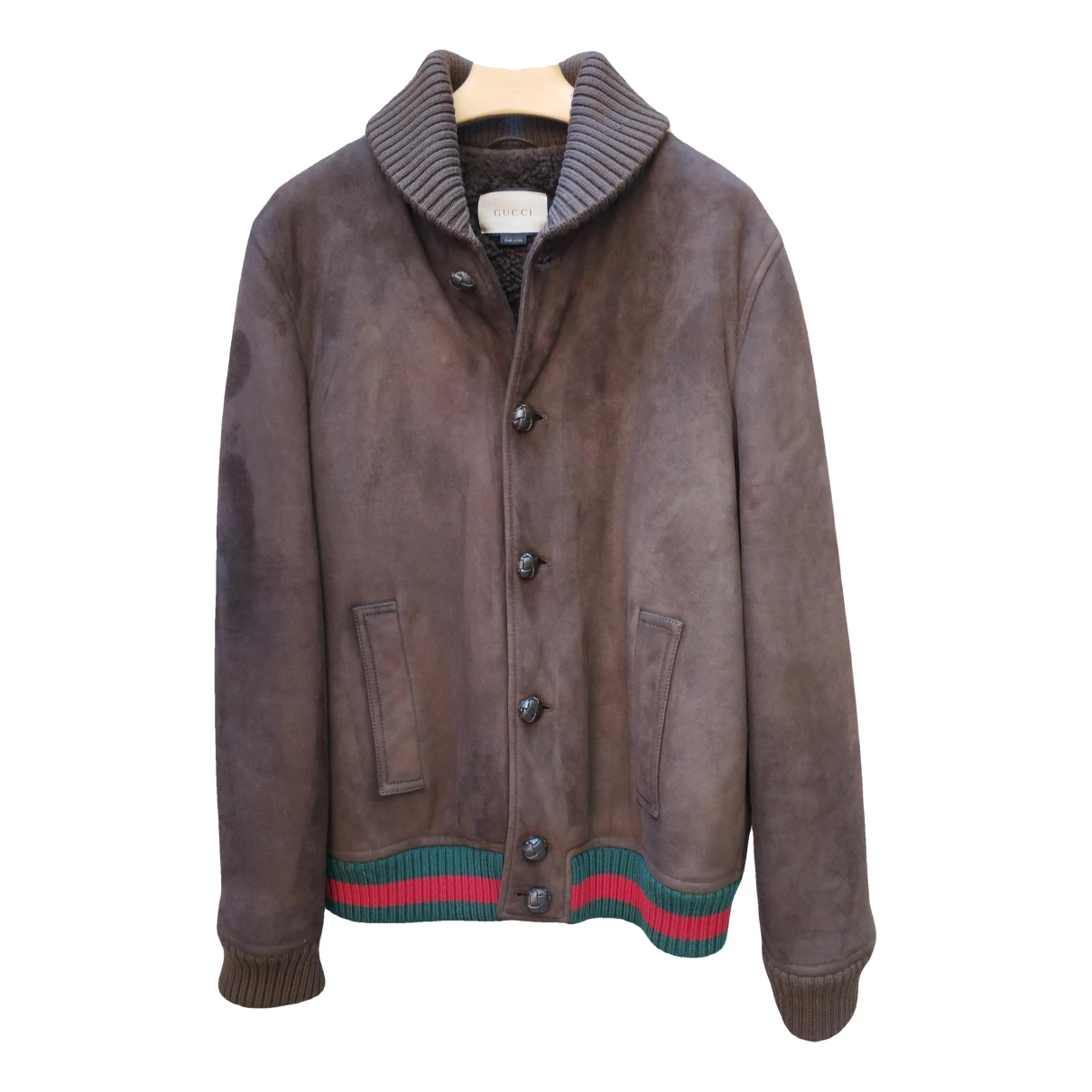 Pre-owned Gucci Leather Peacoat In Brown